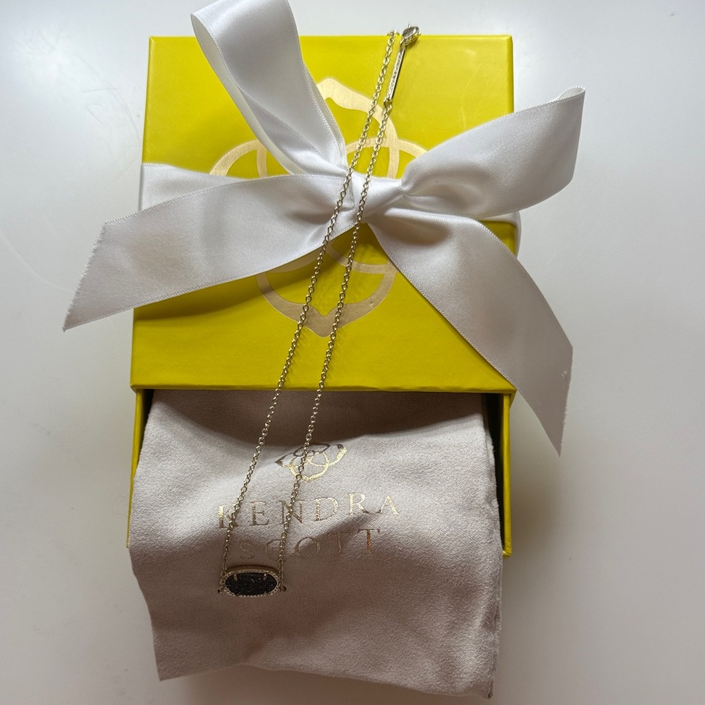 Kendra Scott Silver Necklace with Dark Pendant